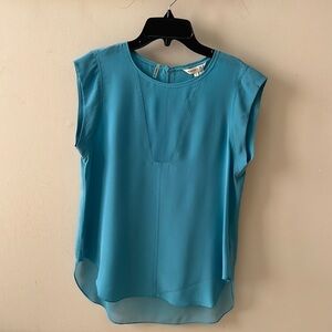 Rebecca Taylor Aqua/Turquoise Blue 100% Silk Sleeveless blouse Size 4